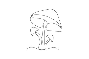 Mushroom continuous one single line art of Nature mushroom vector art illustration

