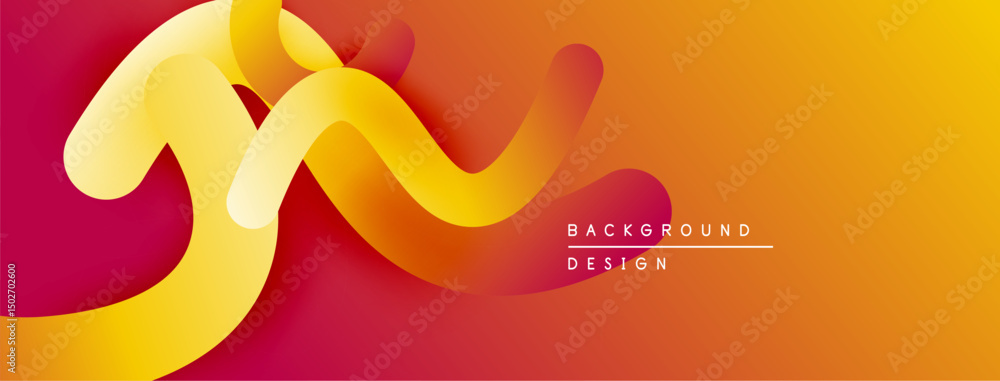 Poster Abstract fluid shapes, vibrant gradients. Warm colors dominate composition, creating dynamic visual flow. Modern design element.