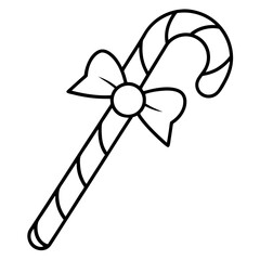 Candy cane black and white line drawing simple on white background