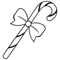 Candy cane black and white line drawing simple on white background