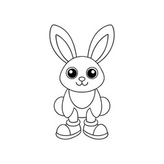 black outline printable bunny wearing elf shoes