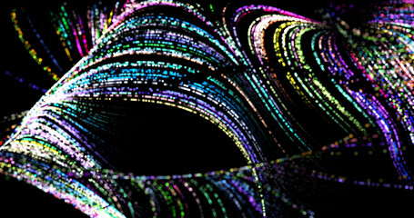 Abstract background with stripes of different colors and gradients. Particles in motion. technologies. Vector illustration