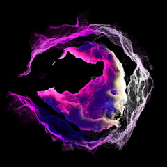 A cosmic nebula with swirls of red and white isolated on a black background. Ethereal and mesmerizing beauty reminiscent of clouds in space.