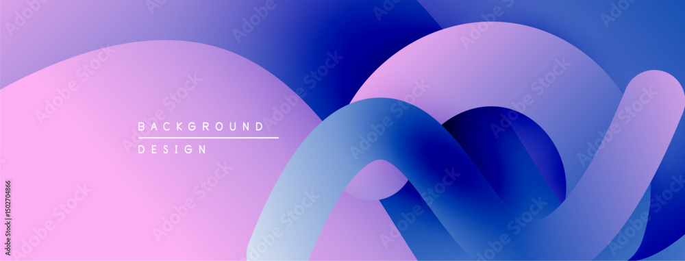 Poster abstract fluid shapes, vibrant purple, blue gradients. modern design, smooth curves create dynamic c