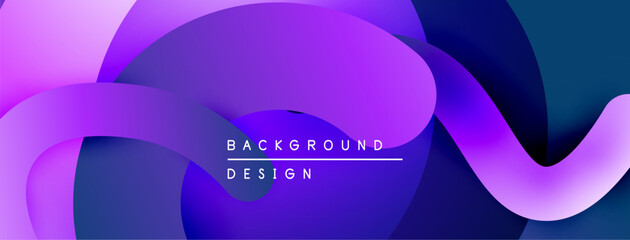 Abstract fluid shapes, vibrant purple hues, modern design. Gradient colors create dynamic visual effect. Minimalist text overlay present.