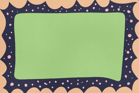 Playful illustration of scalloped blue and green shapes