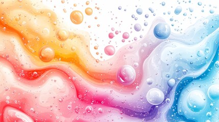 Abstract Colorful Liquid Swirls with Bubbles: Vibrant Fluid Art