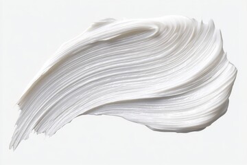 Isolated on a white background is a swipe of white cream, along with a smudge of makeup foundation and the texture of BB and CC creams