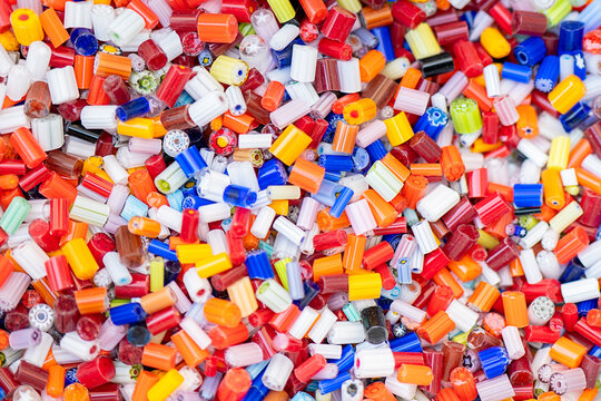 Colorful burano and murano glass beads from Venice