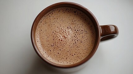 Aromatic Hot Chocolate in Brown Mug: Warm Beverage Photography