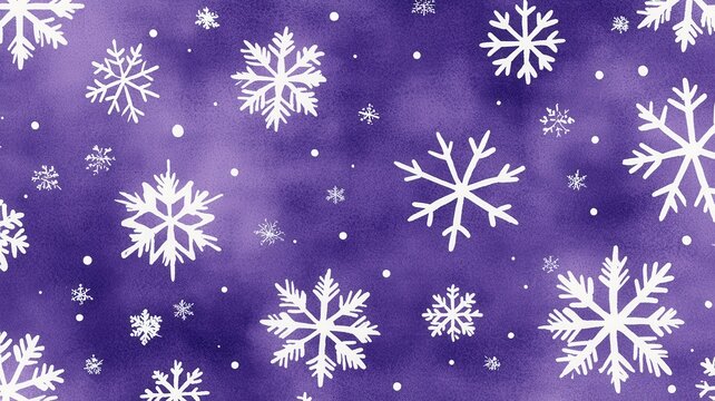 White softly snowflakes drifting christmas over warm hued purple winter landscape, generating magical seasonal holiday mood
