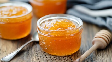 Golden Honeycomb Jam in Rustic Setting