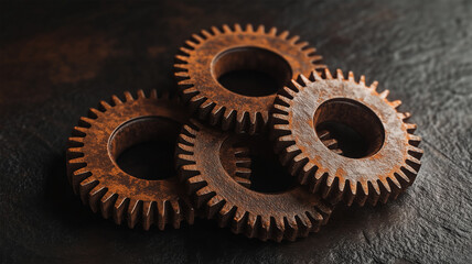 錆びた歯車の産業ディテール