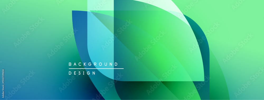 Poster abstract fluid shapes overlap. gradient colors blendblues, greens, turquoise. modern design element 