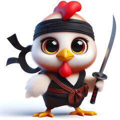 cute chicken ninja with sword