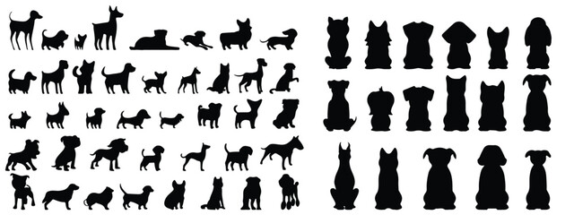 dog silhouettes - Dog silhouettes icon showing various solid outlines of dog breeds - Animal Silhouettes