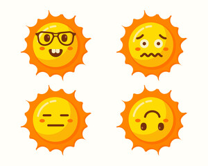 sun emoticons character icons isolated set collection