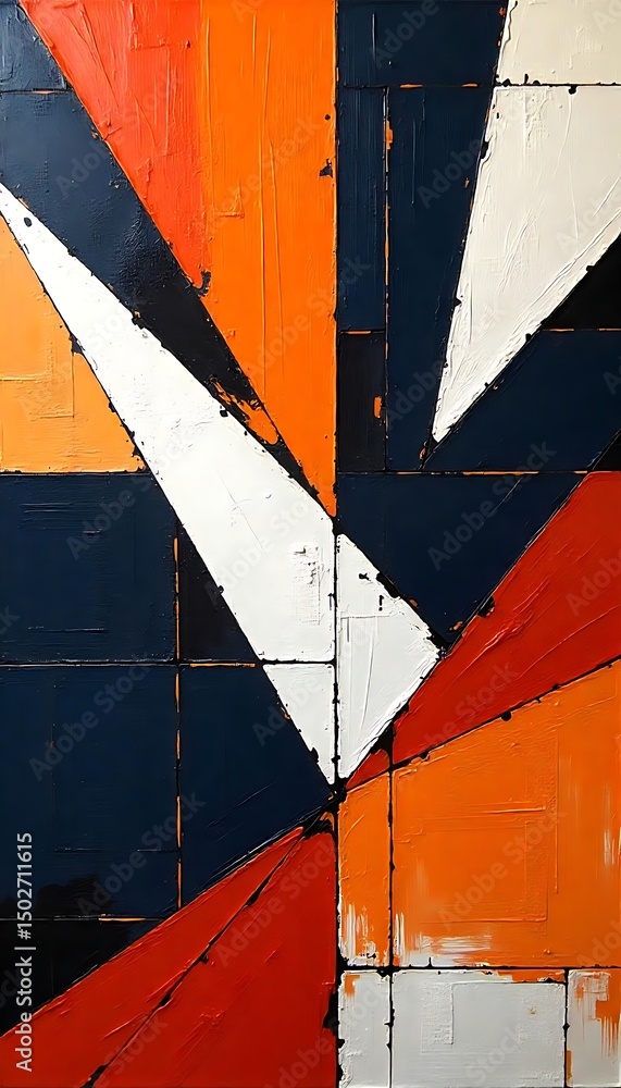 Poster generative ai abstract geometric painting with texture and bold color combination