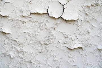 Obraz premium Close-up of a white textured wall with cracking paint