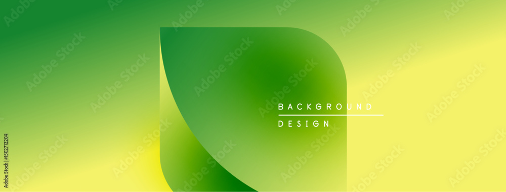 Fototapete abstract green yellow gradient background. leaf shape overlayed with text reading background design.