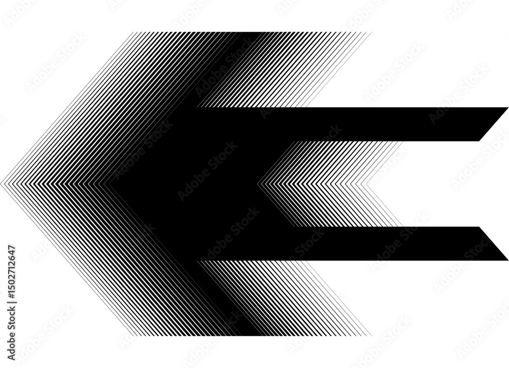 Aufkleber black striped arrow from lines on a white background. modern design element for backgrounds, present