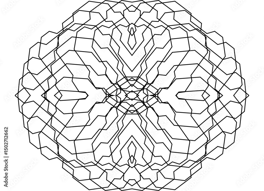 Poster vector symmetrical pattern of thin black broken lines on a white background. modern design element, 
