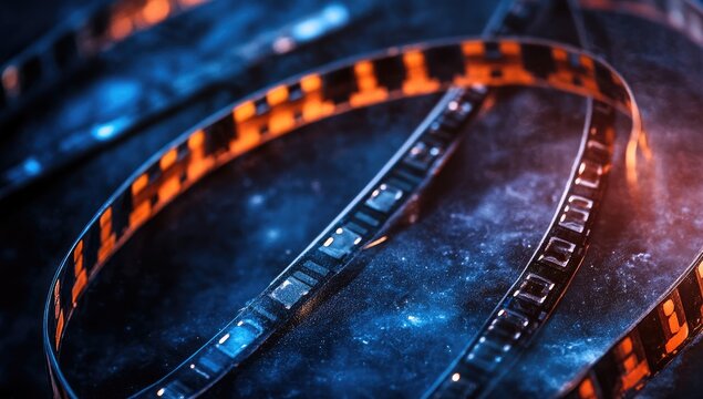 Close-up of vintage film reels