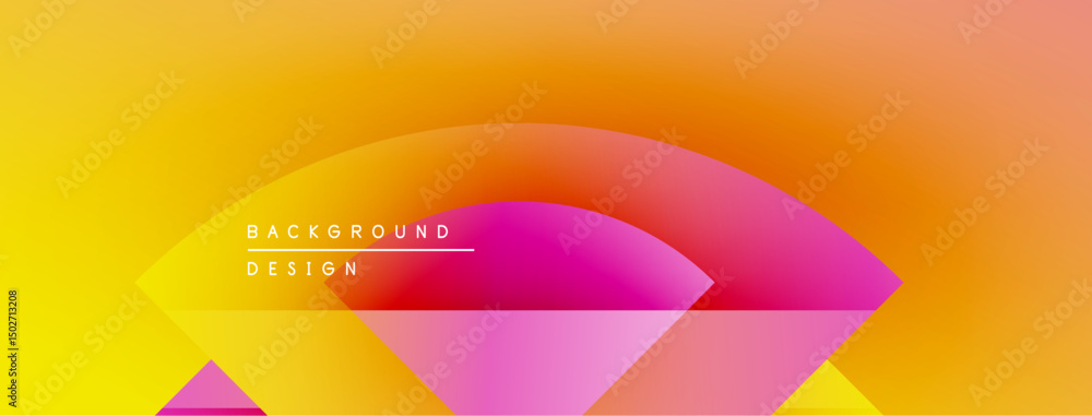 Aufkleber Abstract gradient background. Yellow, orange, pink hues blend smoothly. Geometric shapes overlap creating dynamic visual effect. Modern design element.