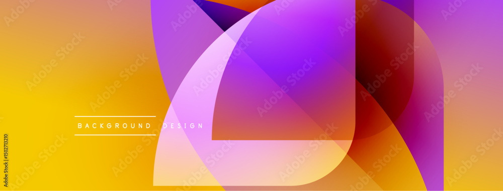 Poster abstract vibrant design. overlapping shapes create dynamic color gradients. yellow, purple, red hues