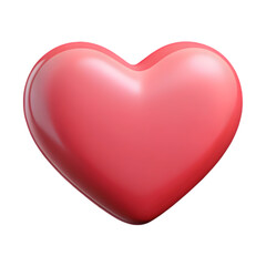 Valentine heart 3D PNG icon isolated with transparent background