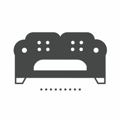 Vector icon template. Black and white sofa icon design. Stock vector template.