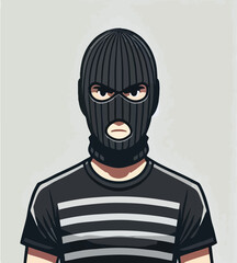 vector image of a thief wearing black clothes