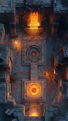 Ancient mystical stairway leading to ethereal light in a forgotten temple realm