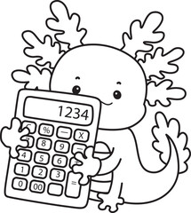 Outline of Illustration of cute axolotl activities icon.
Lineart of Funny pink axolotl in daily routine stickers.
