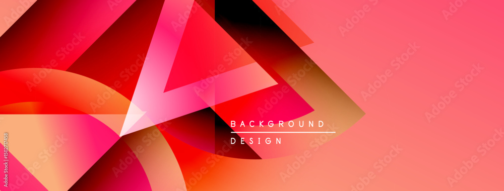 Poster Abstract geometric shapes, vibrant pinks, reds create dynamic background. Modern design elements suggest energy, movement.