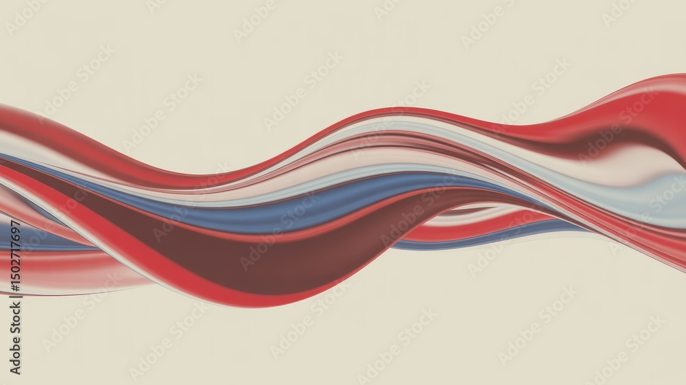 Poster abstract fluid wave in red white and blue colors a dynamic swirl of patriotic hues creates a visuall