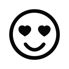 Love emoji icon vector. Heart eyes face symbol for romantic chats, Valentine's designs, or social media reactions

