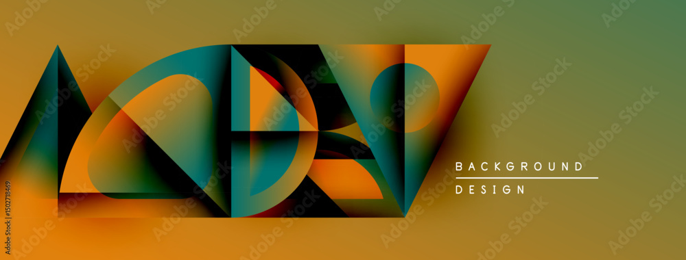Fototapete abstract geometric shapes overlap, creating dynamic visual effect. colors blend, forming modern back