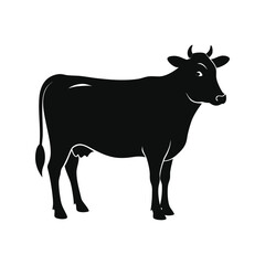 Cow silhouette black vector illustration. Full body cattle outline for farm logos, dairy brands, or agriculture designs