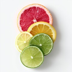 Vibrant Citrus Slices on White Background