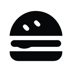 Burger icon vector. Fast food symbol for restaurant menus, delivery apps, or junk food branding designs

