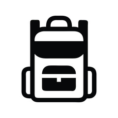 Backpack icon vector. Travel bag symbol for school apps, outdoor gear branding, or adventure designs

