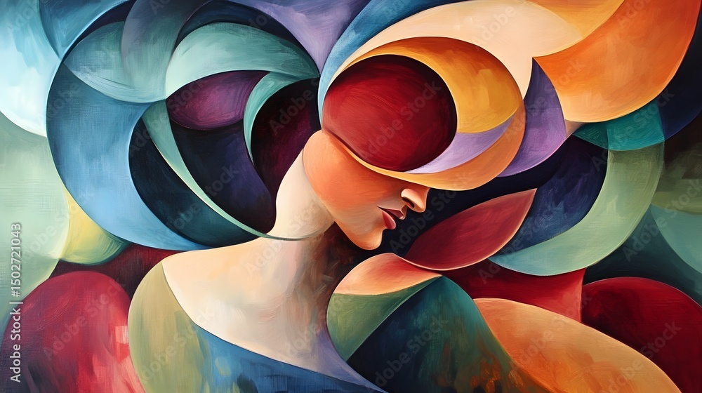Poster using contrast and color harmony in abstract painting