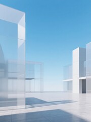 Modern Architectural Structures with Glass and Concrete Elements