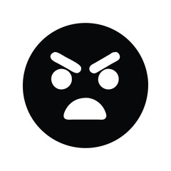 Angry emoji icon vector. Mad face symbol for chat reactions, complaint interfaces, or conflict-themed designs