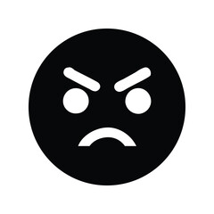 Angry emoji icon vector. Mad face symbol for chat reactions, complaint interfaces, or conflict-themed designs