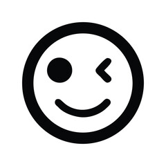 Wink emoji icon vector. Playful face symbol for flirty chats, social media reactions, or casual UI designs

