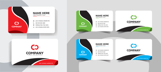Creative Minimal  Black and Red Business Card Template. Modern business card layout with minimalist and professional style.