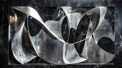 3D render of a distorted, metallic â€œNâ€ against a dark marble background.