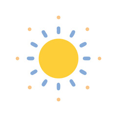 Sunny weather icon vector. Bright sun symbol for forecasts, summer designs, or positive mood graphics

